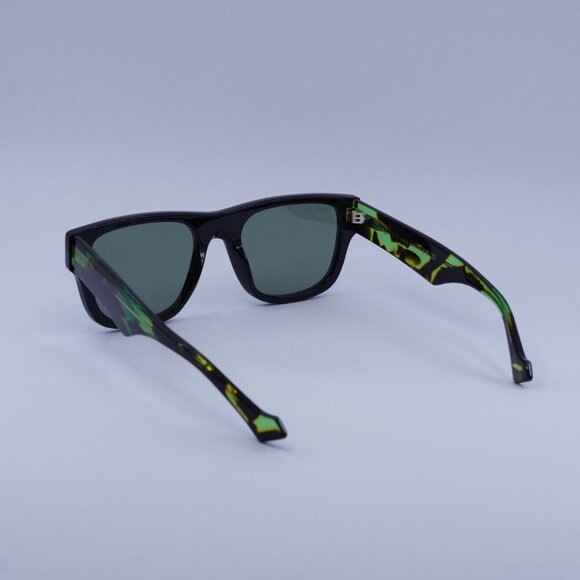 Gucci GG1427S 005 Sunglasses Black/Green Havana Square Frame, Green Lenses - Picture 6 of 11